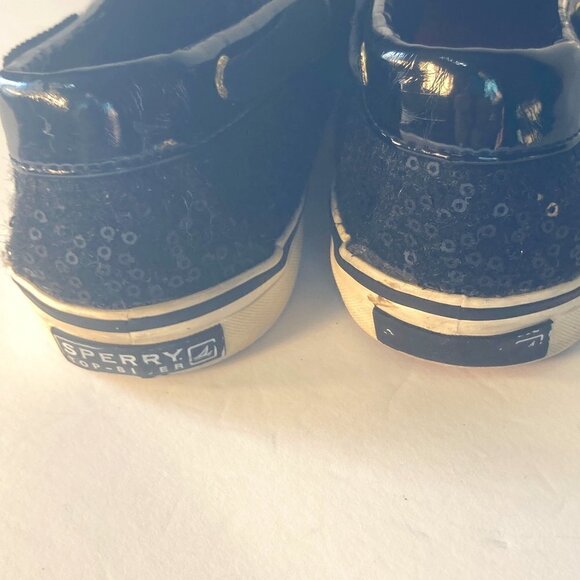 Sperry SZ 6.5 Black wool sequin covered top sider deck shoes - Picture 5 of 5